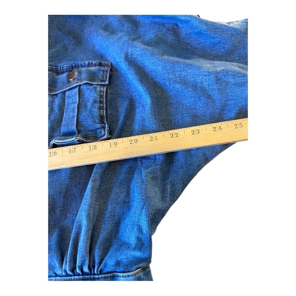 Fashion Nova Womens Denim Jumpsuit L Jean Coveralls Vintage Snap Front - Picture 11 of 14